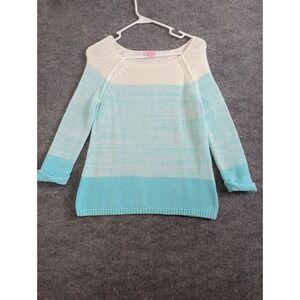 Lilly Pulitzer Womens Sweater Size S White Blue Ombre Knit Cotton Long Sleeve‎